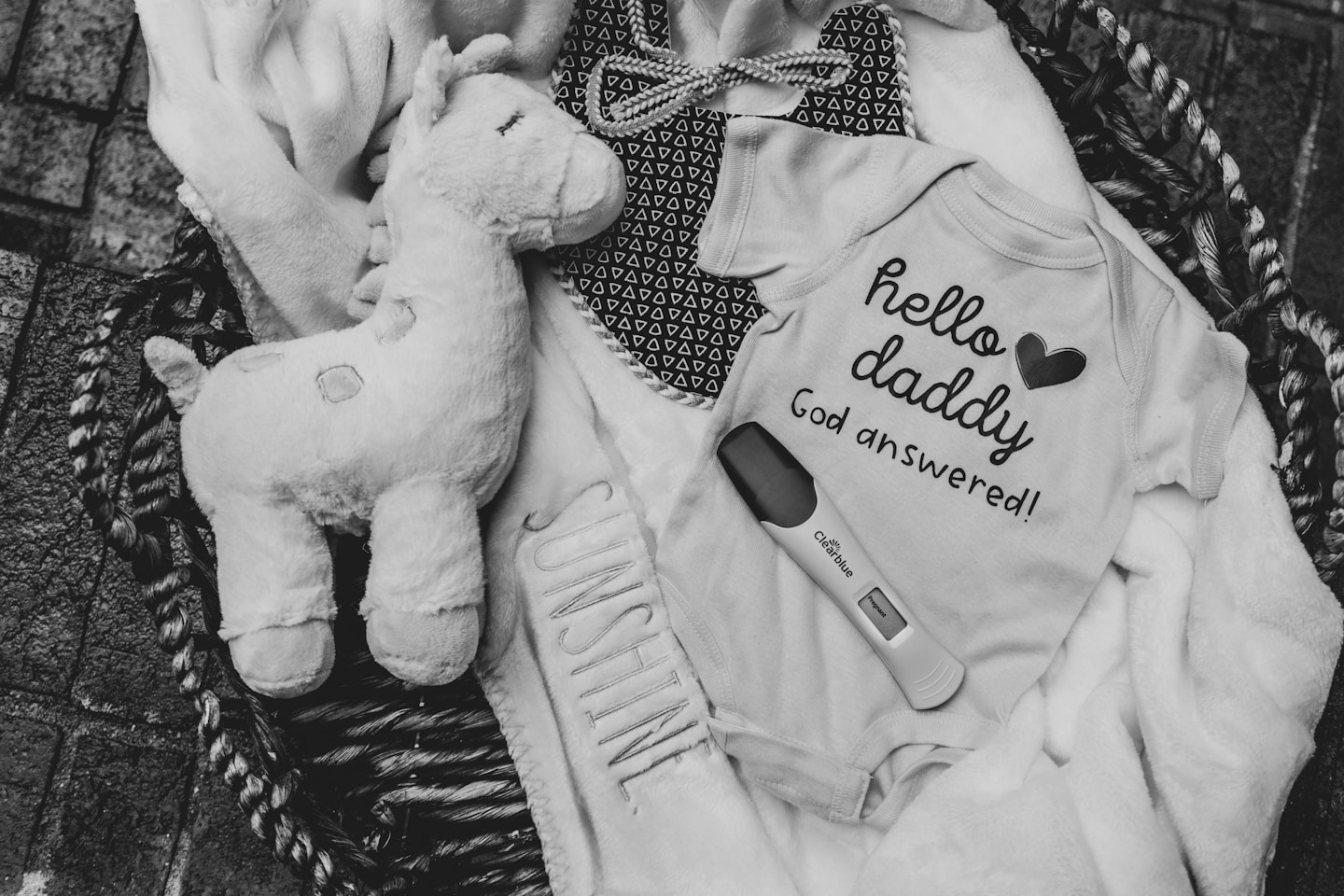 grayscale photo of bear plush toy